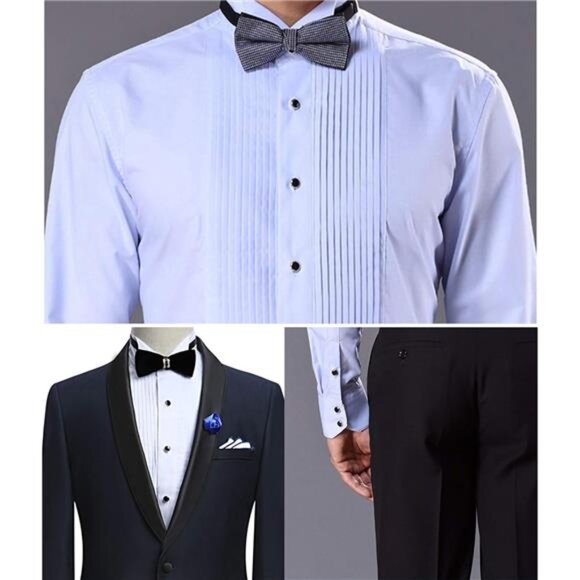 Mens Cufflinks & Studs Set Tuxedo Shirts Classic Black&Silver Match for Business - Picture 3 of 8